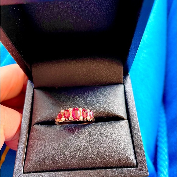 Antique 14k Ruby seed pearl 1.50ct cocktail ring. US 6 1/4. - Picture 6 of 9